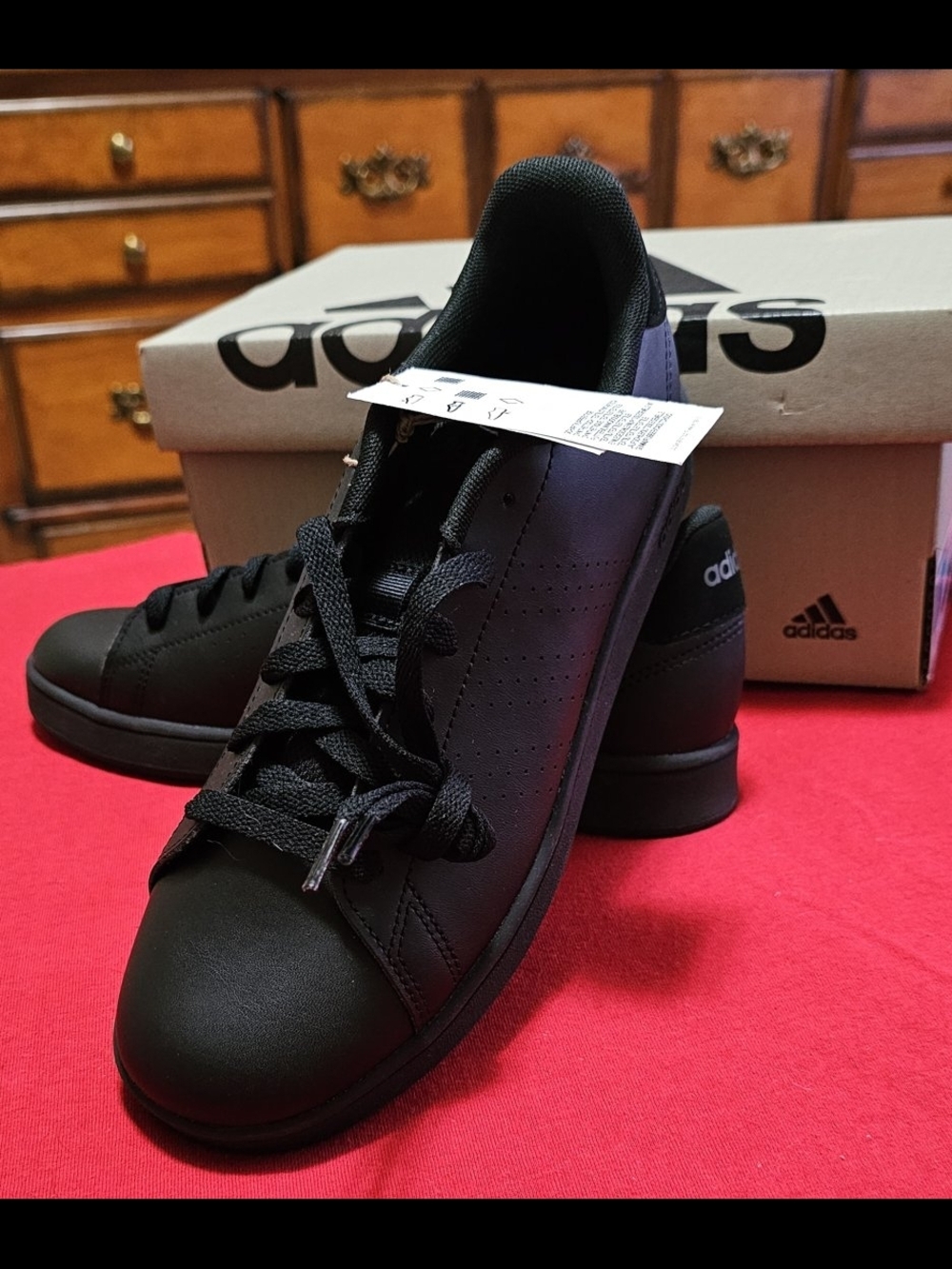 BNIB Size 6 Youth Kids Adidas Advantage K Black Classic Low-Top Sneakers